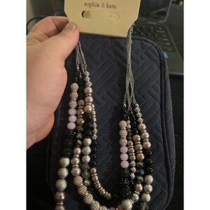 Sophia & Kate Necklace Multi Strand‎ Beaded Silver Tone Chain Costume Jewelry
